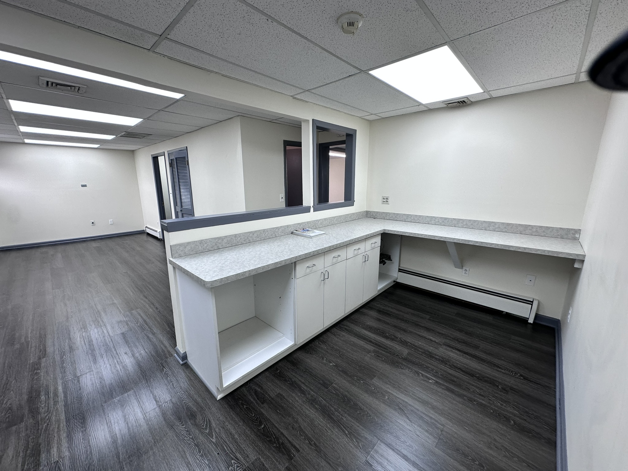 Suite 201 reception and work counter area