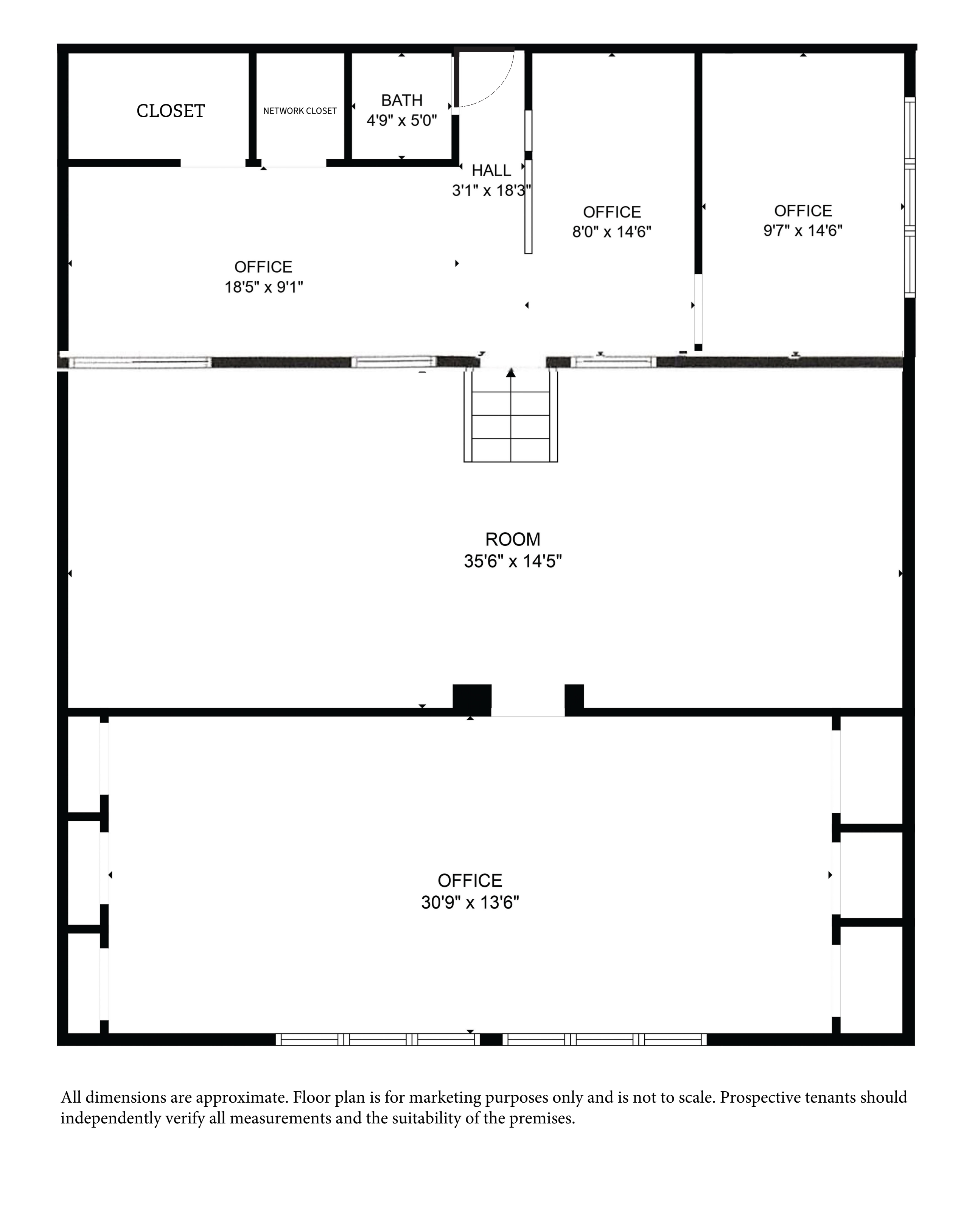 Suite 201 office layout sketch